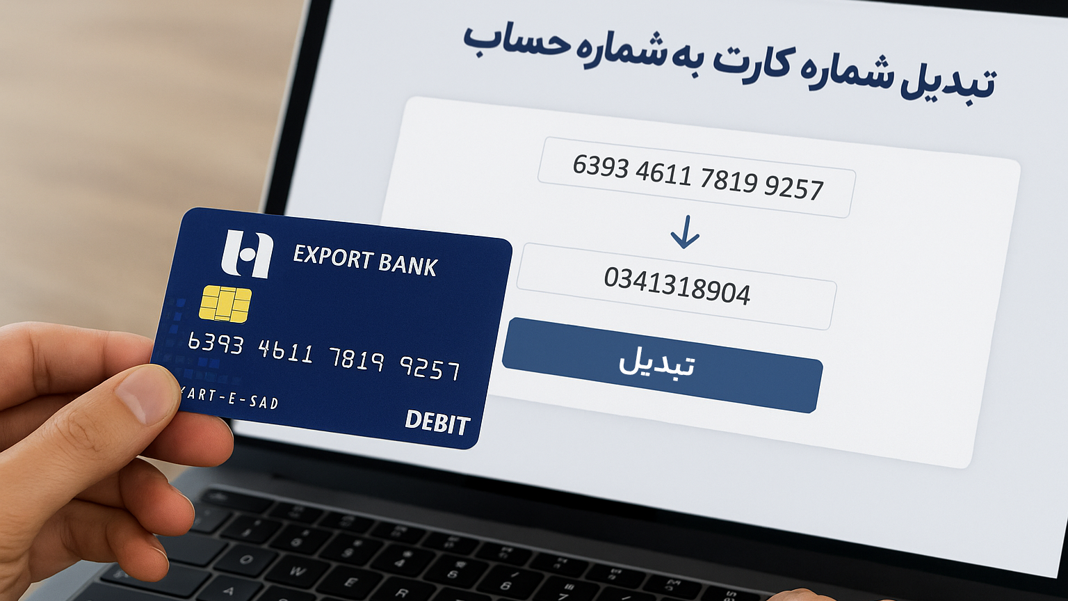 تبدیل شماره کارت به حساب بانک صادرات